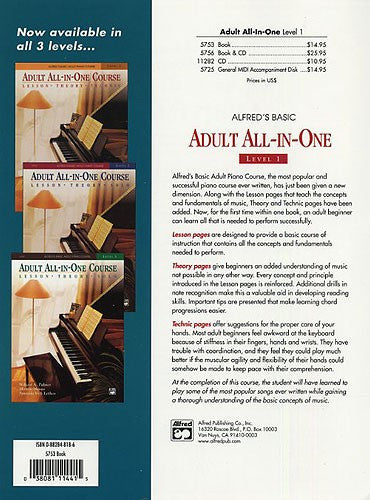 Piano Time Alfred s Basic Adult All in one Course Book 1 BK CD